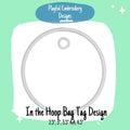 In The Hoop Circle Bag Tag or Ornament Machine Embroidery Design, Simple ITH Bag Tag, Gift Tag, 4x4