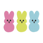 Trio of Bunny Machine Embroidery Design, Fill Stitched Bunny Trio Embroidery Design, Peep style Bunny, Easter Bunny Design