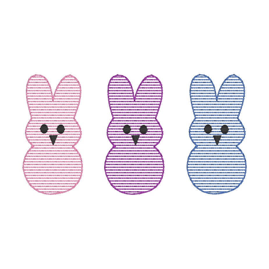 Sketch Bunny Trio Machine Embroidery Design, Bunny Trio Sketch Embroidery Design, Peep style Bunny, Easter Bunny Design, Quick Design