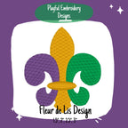 Fleur de Lis Filled Machine Embroidery Design, Three Color Fleur Embroidery Design, Mardi Gras Fleur Design