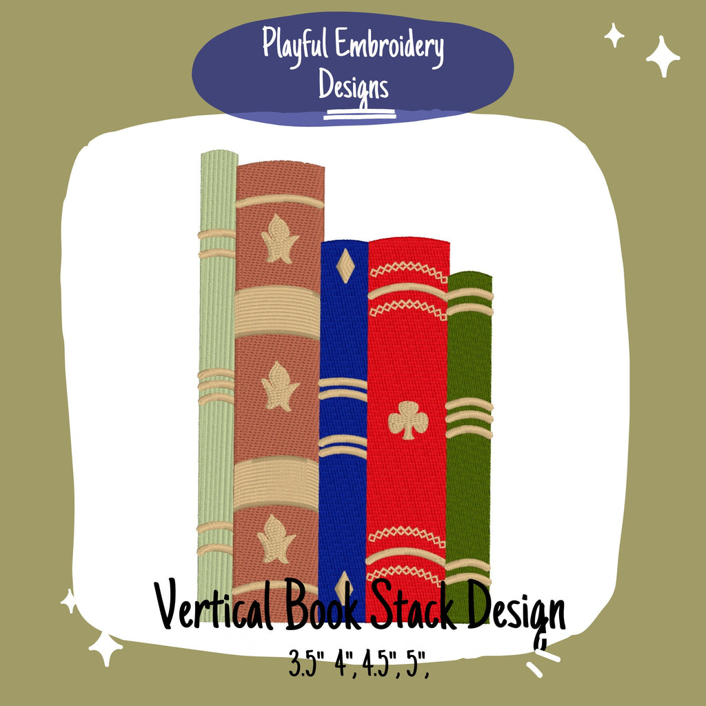 Vintage Style Books Machine Embroidery Design, Book Embroidery Design to match book wallpaper, Library Embroidery Design