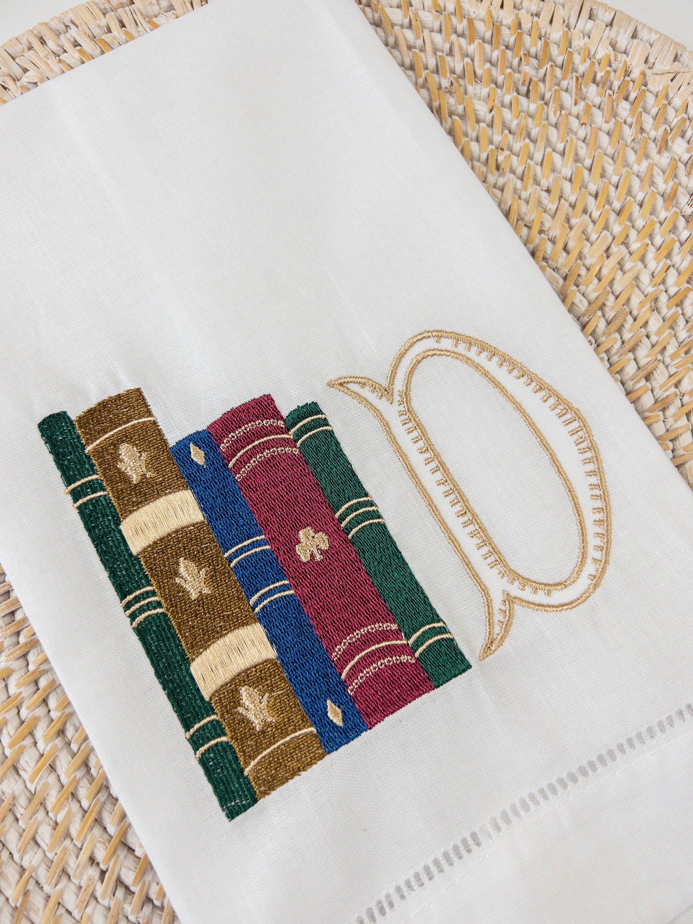 Vintage Style Books Machine Embroidery Design, Book Embroidery Design to match book wallpaper, Library Embroidery Design