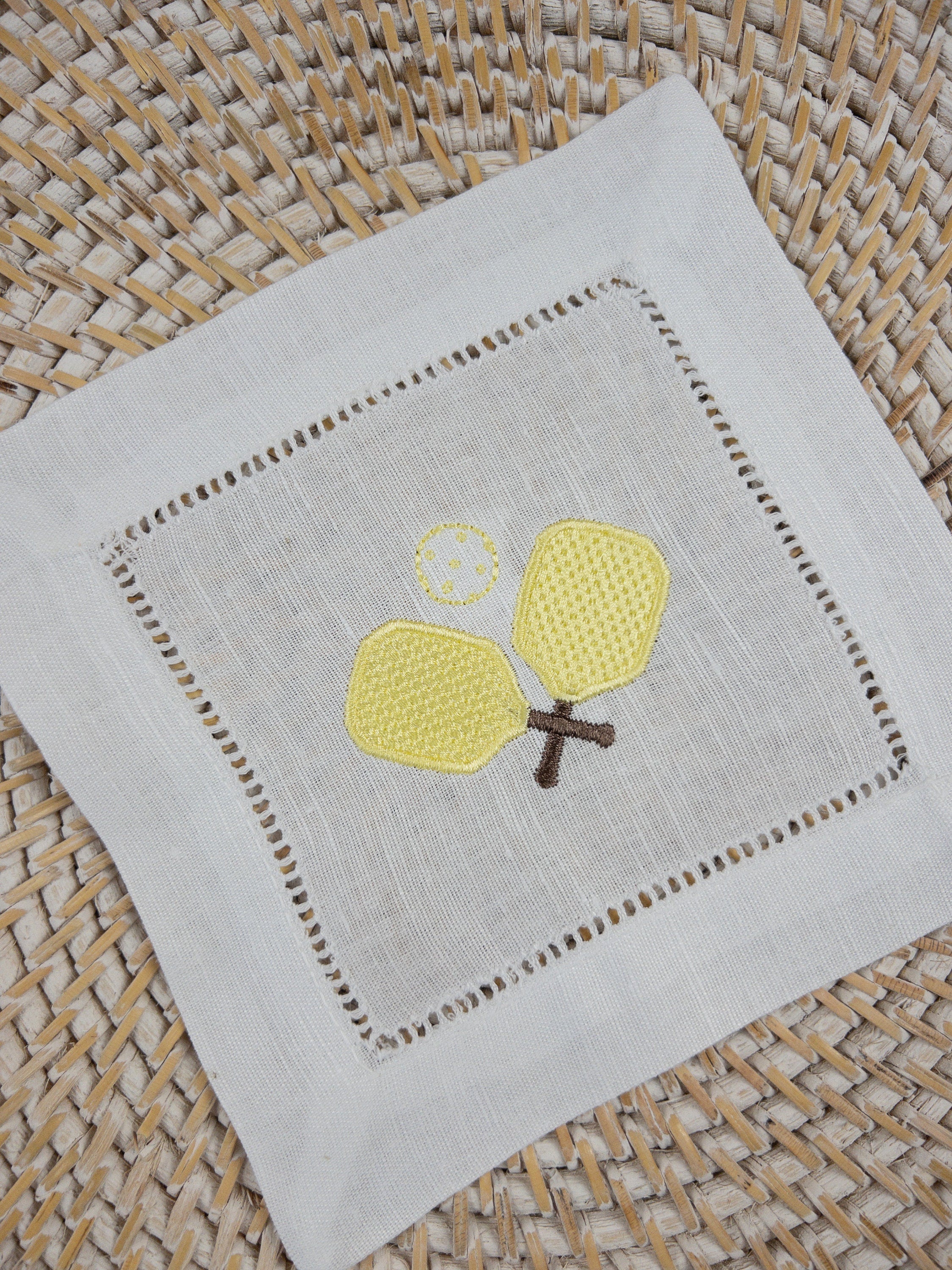Pickleball Embroidery Design, Embroidered Pickleball Racquet Machine Embroidery Design, Quick Stitch Pickleball and Racquet Design