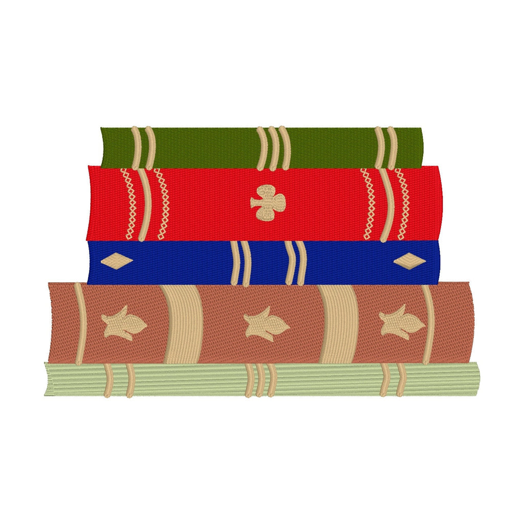 Vintage Style Book Stack Machine Embroidery Design, Book Embroidery Design to match book wallpaper, Library Embroidery Design