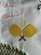 Pickleball Embroidery Design, Embroidered Pickleball Racquet Machine Embroidery Design, Quick Stitch Pickleball and Racquet Design
