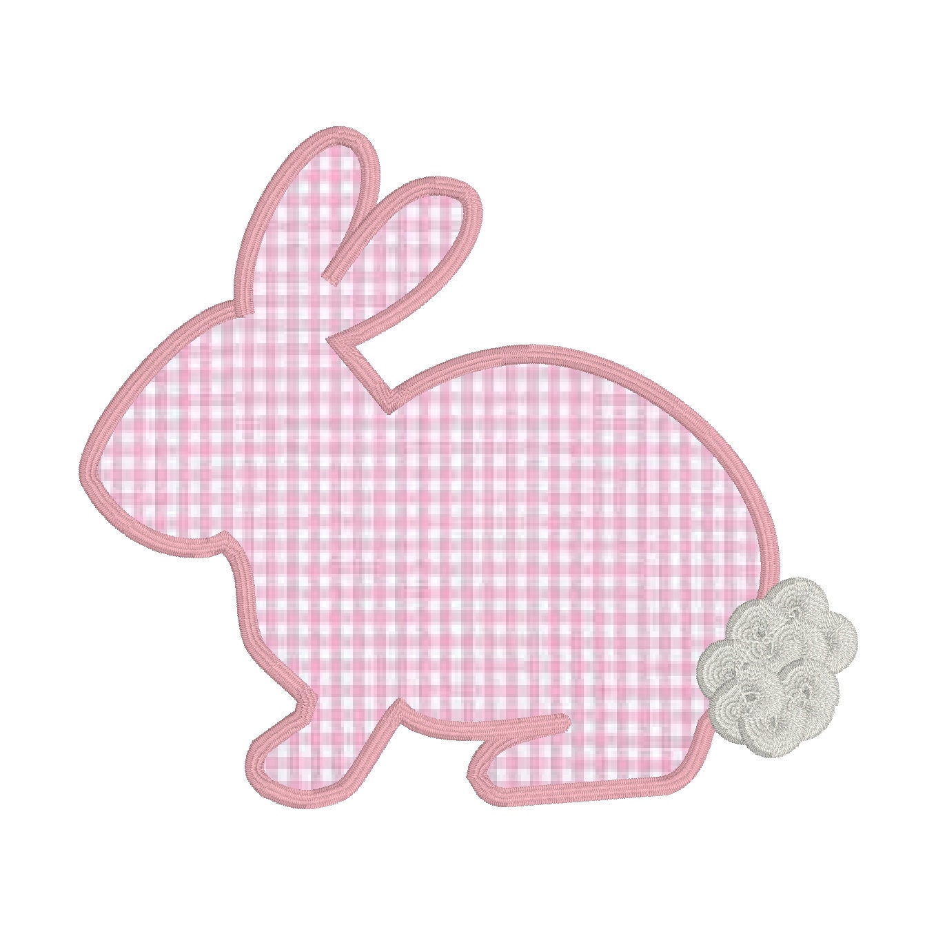 Fringe Bunny Applique Machine Embroidery Design, Satin Stitch Applique Bunny with Fringe Fluffy Tail Machine Embroidery Design, Easter Bunny
