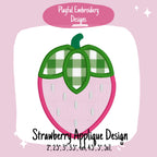 Strawberry Applique Machine Embroidery Design, Simple Strawberry Embroidery Design, Spring Strawberry Embroidery, Fruit Applique Design