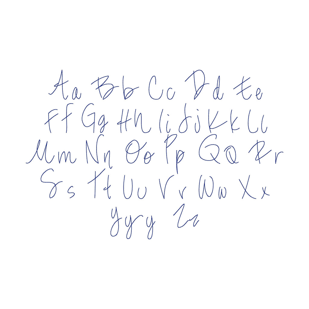 The Gus Bean Stitch Embroidery Font, Handwriting Machine Embroidery Font, Playful Embroidery font, 1", 1.5", 2" font size