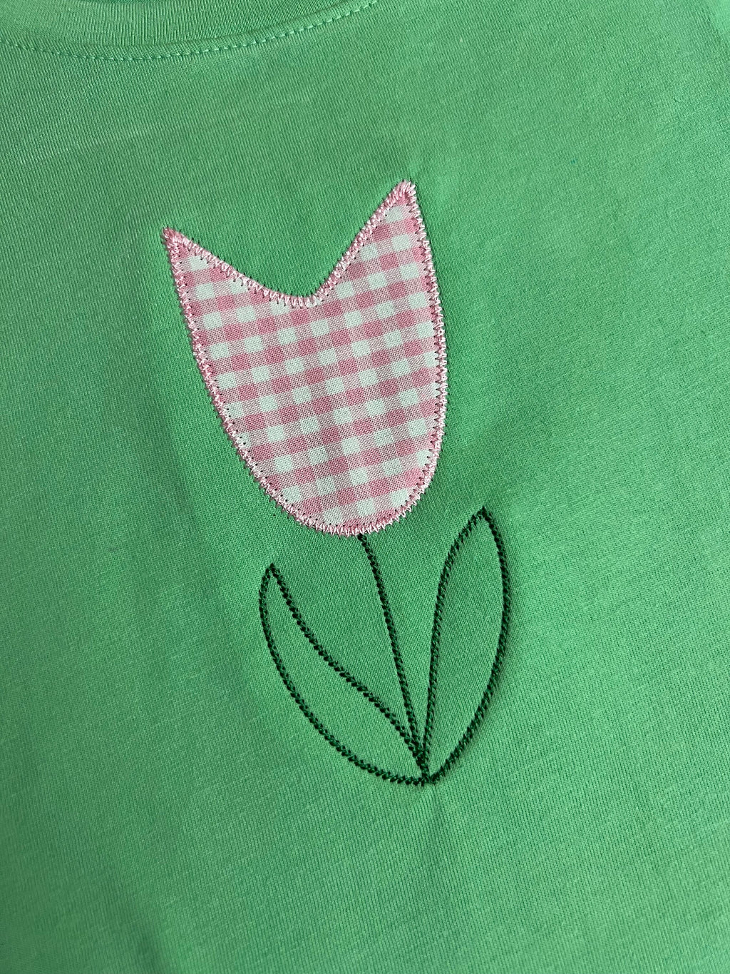 Tulip Applique Embroidery Design, Zig Zag Tulip Applique Design, Flower Applique Embroidery Design