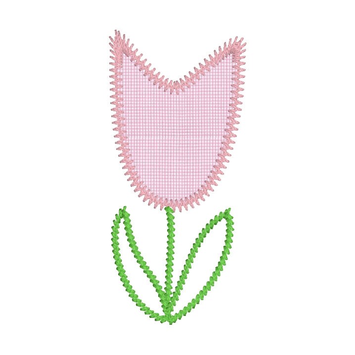 Tulip Applique Embroidery Design, Zig Zag Tulip Applique Design, Flower Applique Embroidery Design
