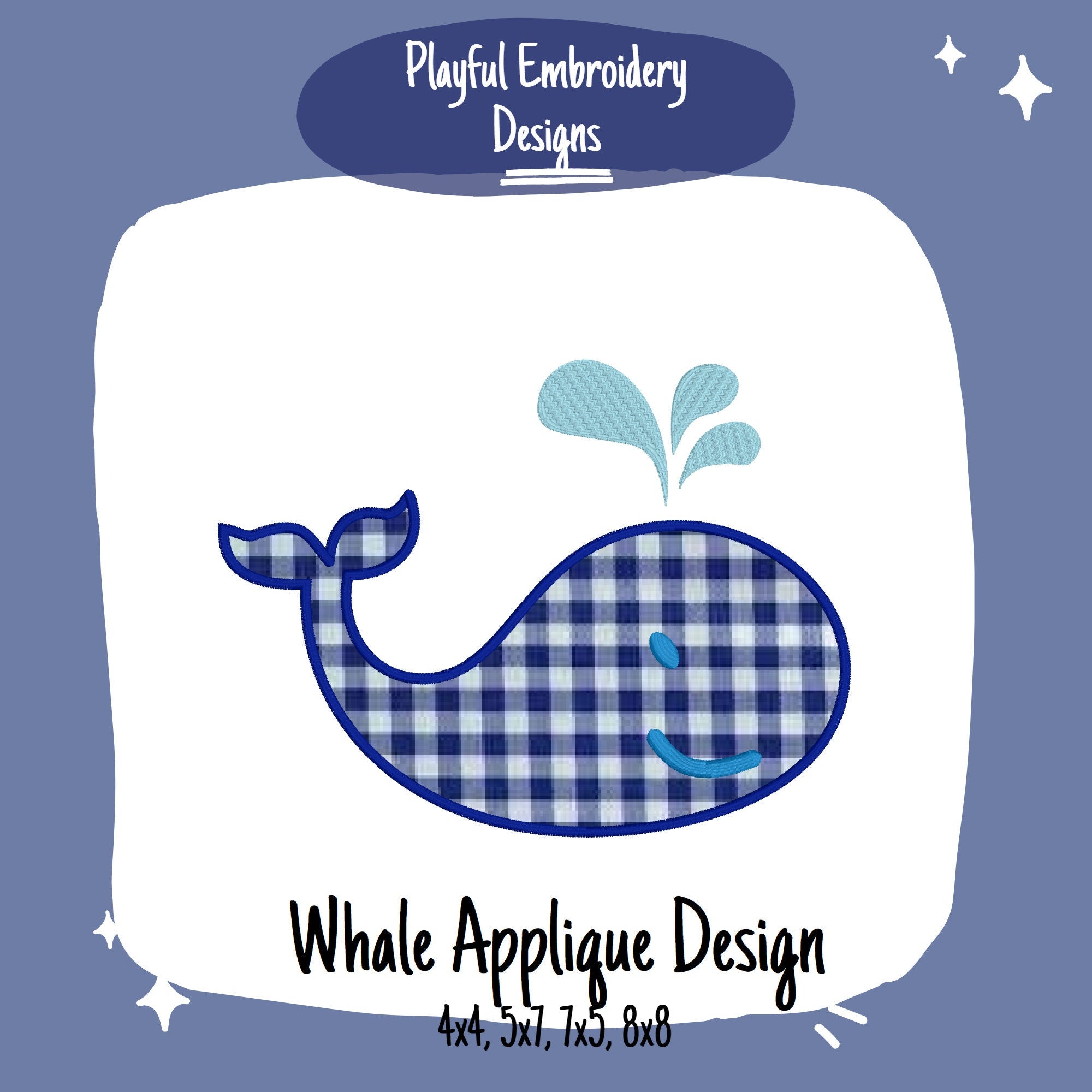 Whale Applique Design, Cute Whale Satin Stitch Applique Machine Embroidery Design, Simple Applique Design, Quick Stitch Whale Applique