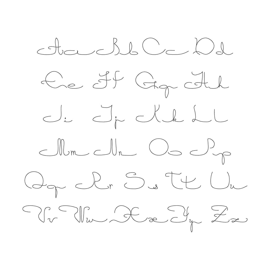 The Arabia Stitch Embroidery Font, Script Bean Stitch, Handwriting Machine Embroidery Font, Playful Embroidery, .75", 1", 1.5", 2" font size