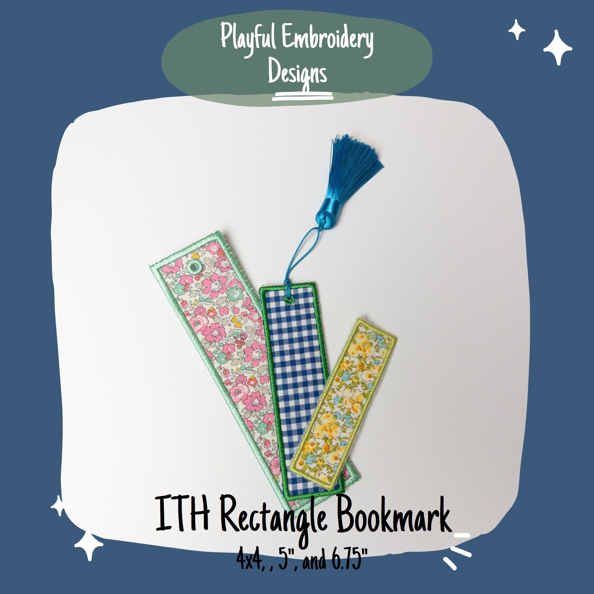 In The Hoop Bookmark Machine Embroidery Design, Simple ITH Bookmark, Rectangle Bookmark, Long Bag Tag, 4x4, 5x7 hoop