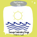 Seascape Machine Embroidery Design, Beach Embroidery Design, Summer Embroidery Design, Sun and waves Embroidery Design