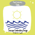 Seascape Machine Embroidery Design, Beach Embroidery Design, Summer Embroidery Design, Sun and waves Embroidery Design
