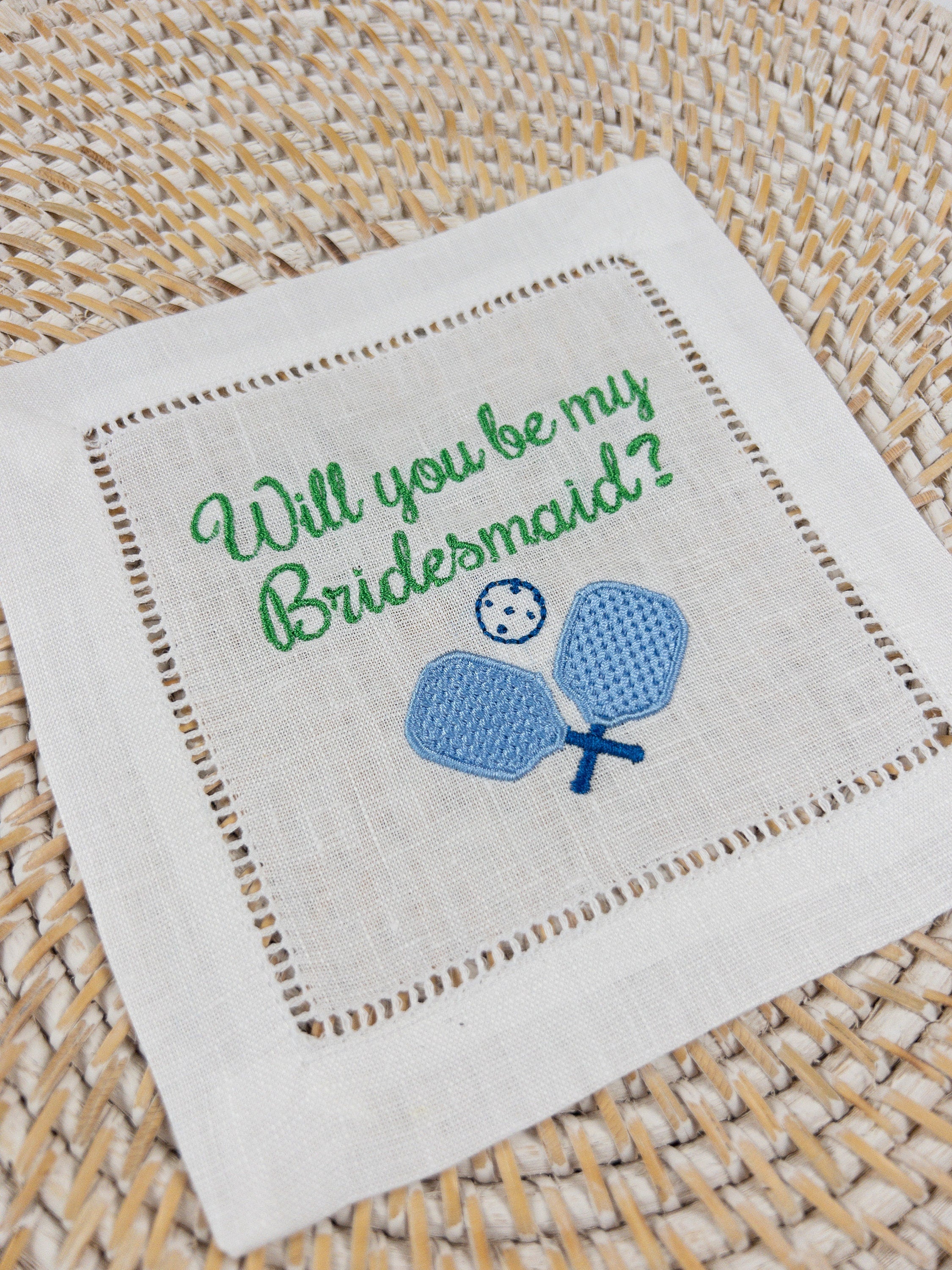 Pickleball Embroidery Design, Embroidered Pickleball Racquet Machine Embroidery Design, Quick Stitch Pickleball and Racquet Design