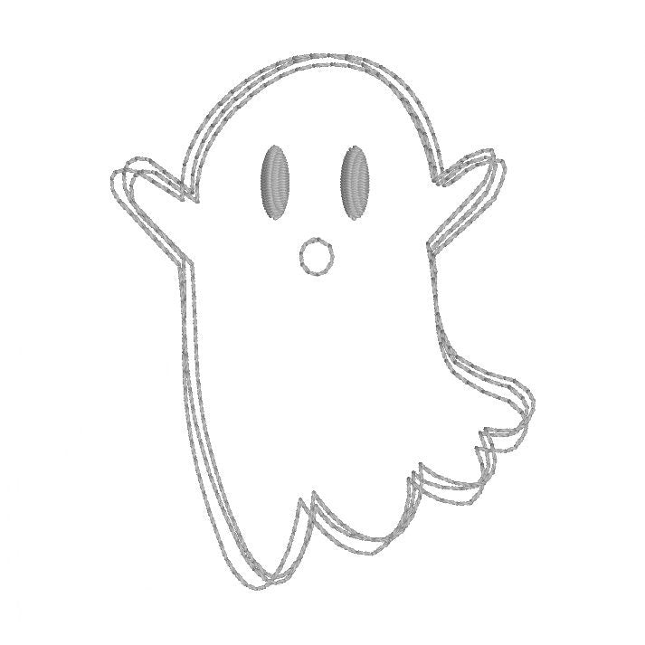 Ghost Doodle Machine Embroidery Design, Bean Stitch Ghost Design, Quick Stitch Ghost Embroidery Design, Scribble Ghost Embroidery Design