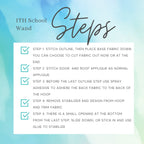 4x4 Hoop In The Hoop School Machine Embroidery Design, Back to School Photo Wand Embroidery Design, ITH School Wand