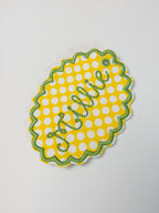 In The Hoop Scallop Oval Bag Tag or Ornament Machine Embroidery Design, Simple ITH Bag Tag, Gift Tag, 4x4, Scalloped Bag Tag