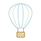 Hot Air Balloon Outline Machine Embroidery Design, Bean Stitch Balloon Design, Quick Stitch Hot Air Balloon Embroidery Design, Away We Go