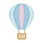 Hot Air Balloon Sketch Machine Embroidery Design, Sketch Balloon Design, Quick Stitch Hot Air Balloon Embroidery Design, Away We Go