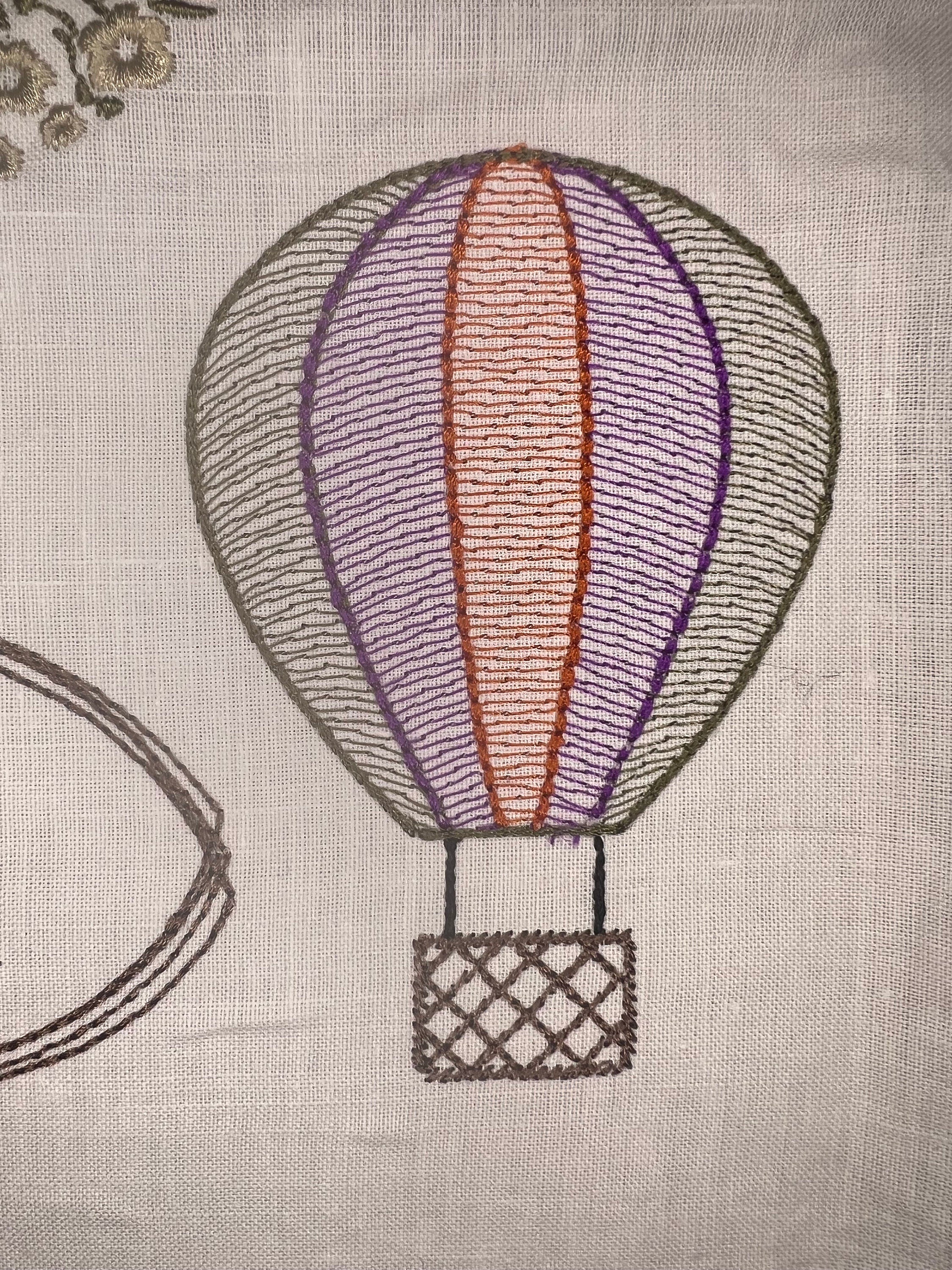 Hot Air Balloon Sketch Machine Embroidery Design, Sketch Balloon Design, Quick Stitch Hot Air Balloon Embroidery Design, Away We Go