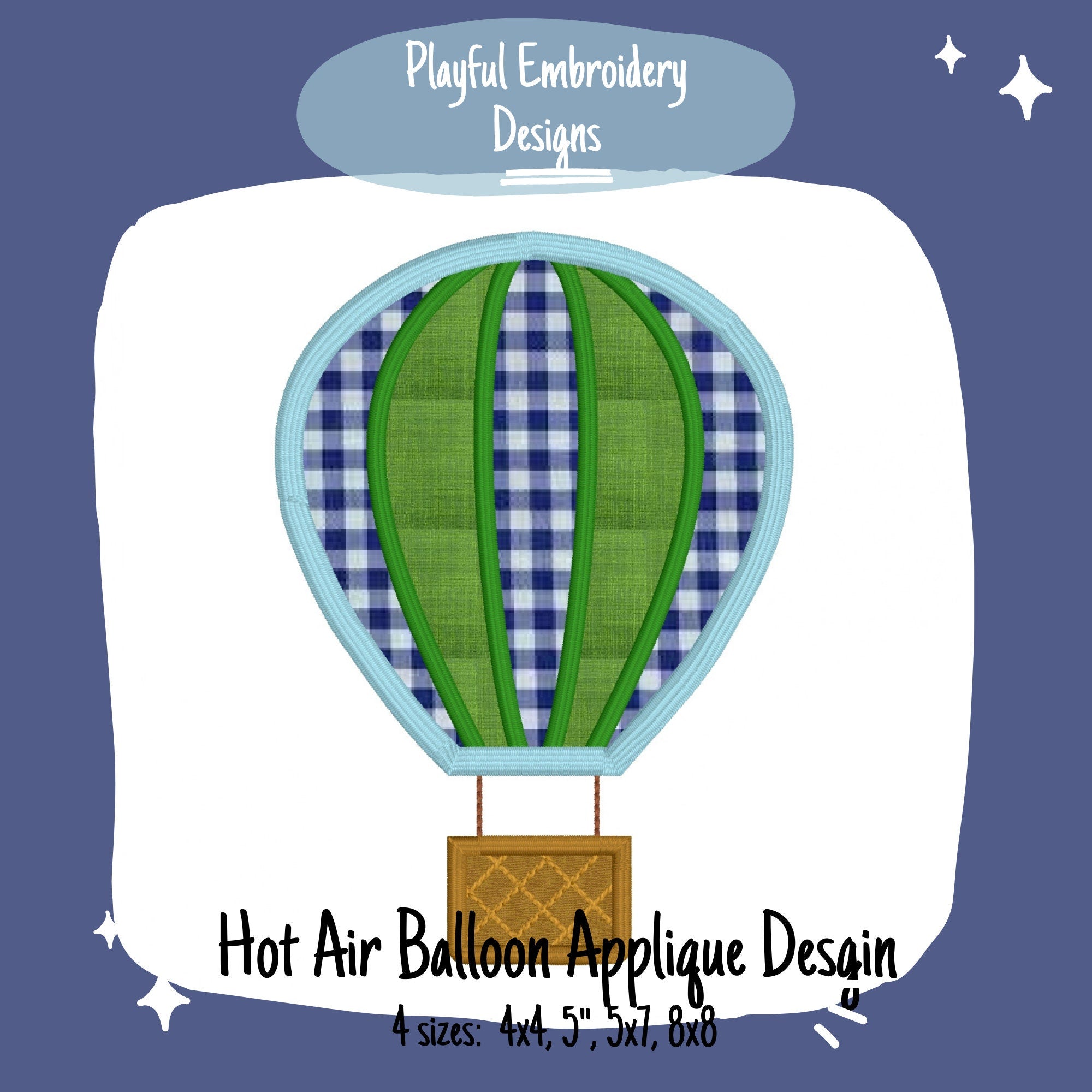 Hot Air Balloon Applique Machine Embroidery Design, Satin Stitch Applique Balloon Design, Hot Air Balloon Embroidery Design, Away We Go