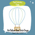 Hot Air Balloon Outline Machine Embroidery Design, Bean Stitch Balloon Design, Quick Stitch Hot Air Balloon Embroidery Design, Away We Go