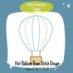 Hot Air Balloon Outline Machine Embroidery Design, Bean Stitch Balloon Design, Quick Stitch Hot Air Balloon Embroidery Design, Away We Go
