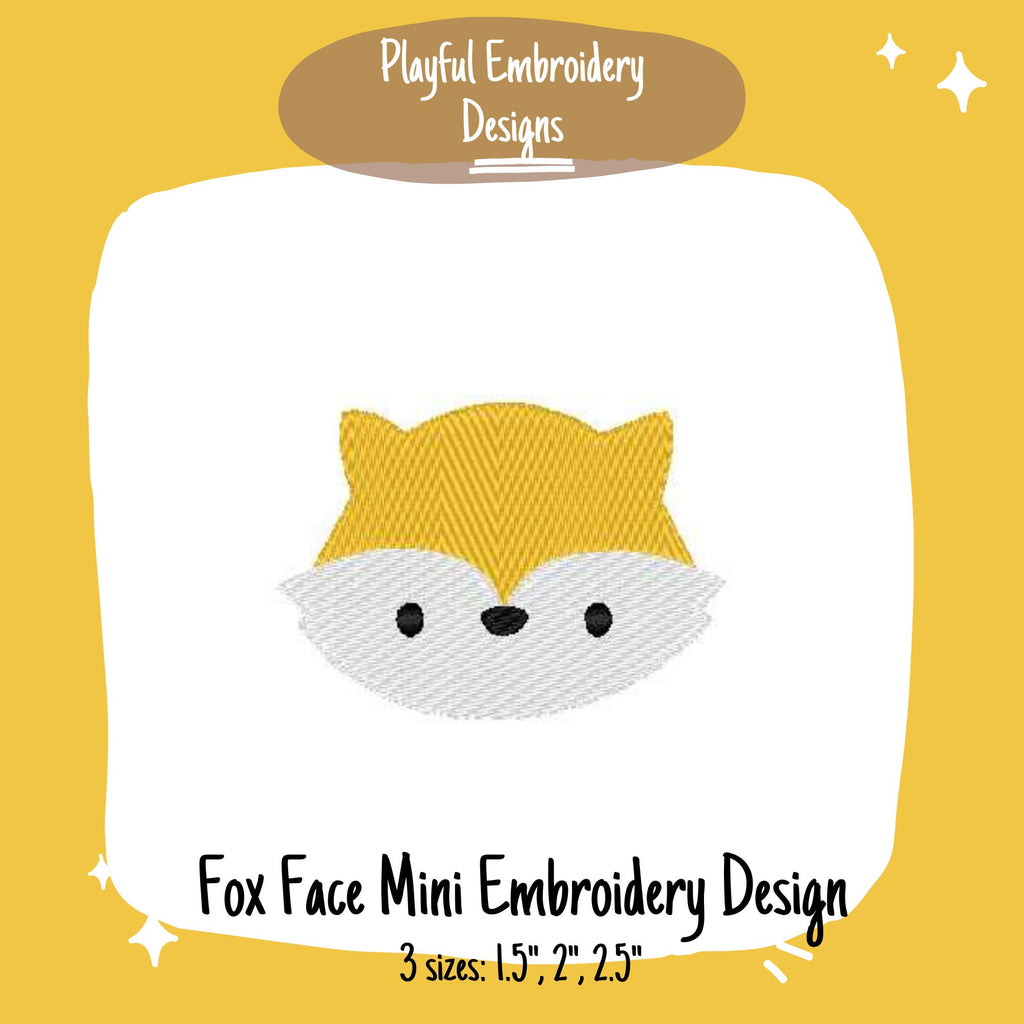 Fox Face Mini Embroidery Design, Woodland Fox Machine Embroidery Design