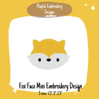 Fox Face Mini Embroidery Design, Woodland Fox Machine Embroidery Design