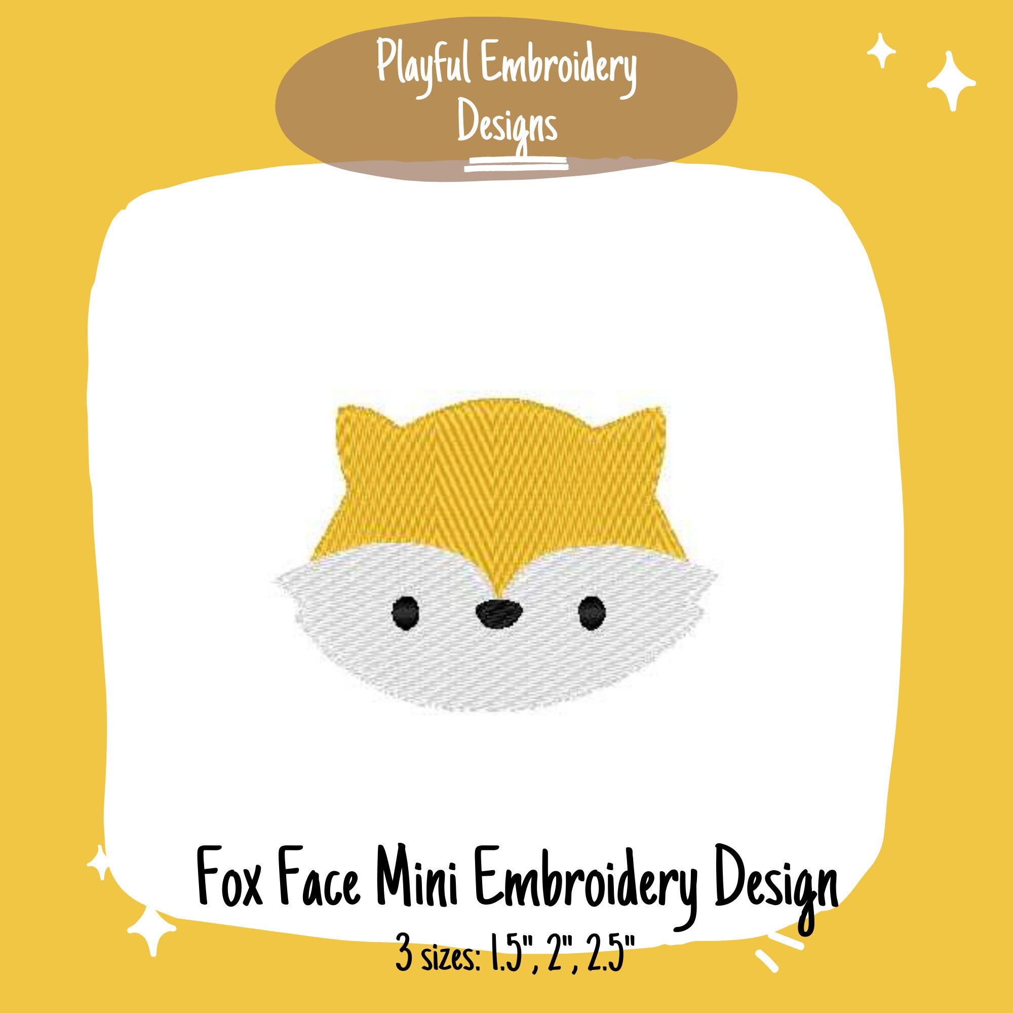 Fox Face Mini Embroidery Design, Woodland Fox Machine Embroidery Design
