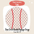 Baseball Bean Stitch Applique Design, Quick Stitch Baseball Embroidery Design, Bean Stitch Baseball Design
