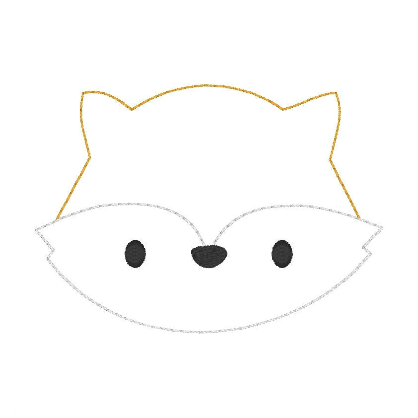 Fox Face Bean Stitch Outline Embroidery Design, Woodland Fox Machine Embroidery Design