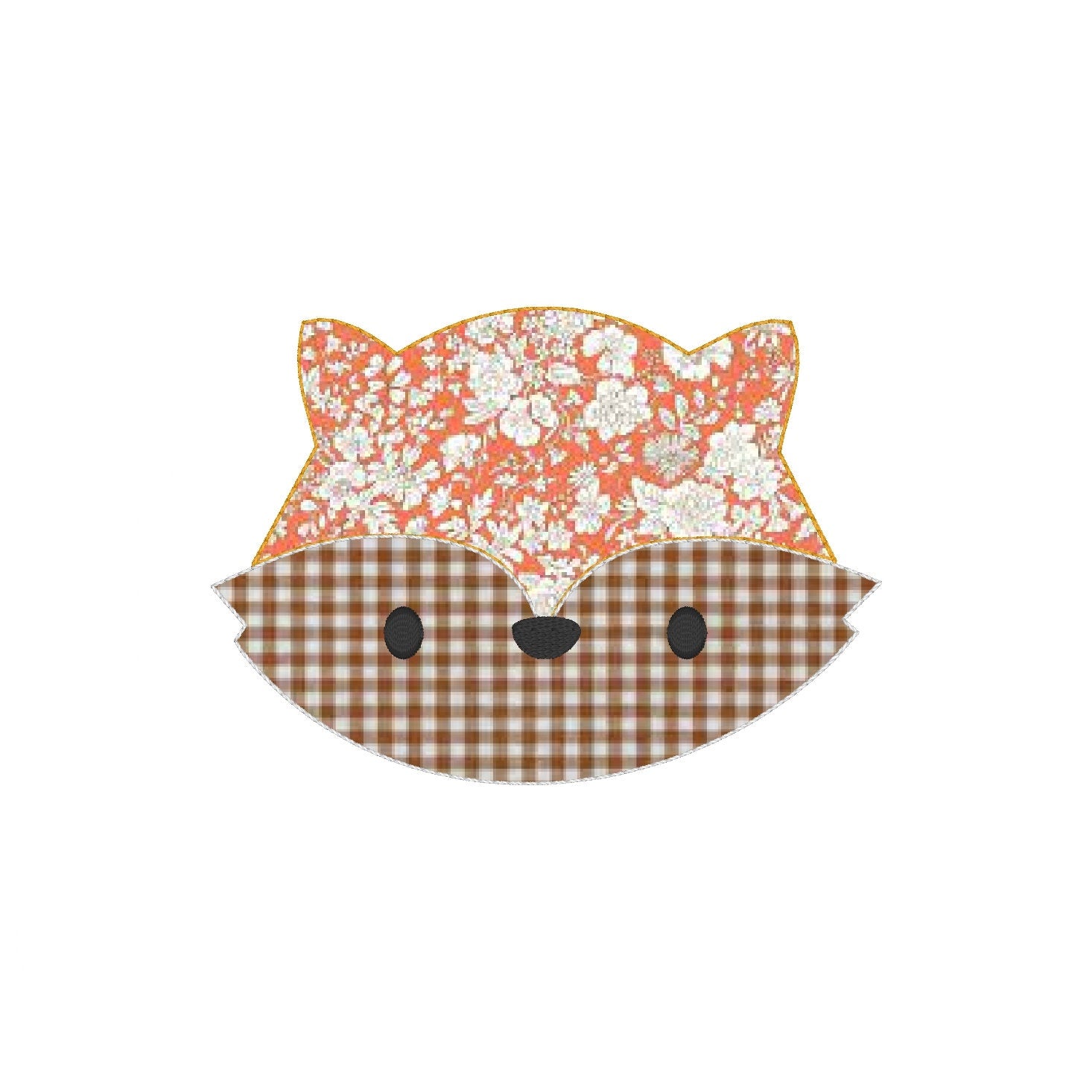 Fox Face Bean Stitch Applique Embroidery Design, Woodland Fox Machine Embroidery Design, Fox Applique Design