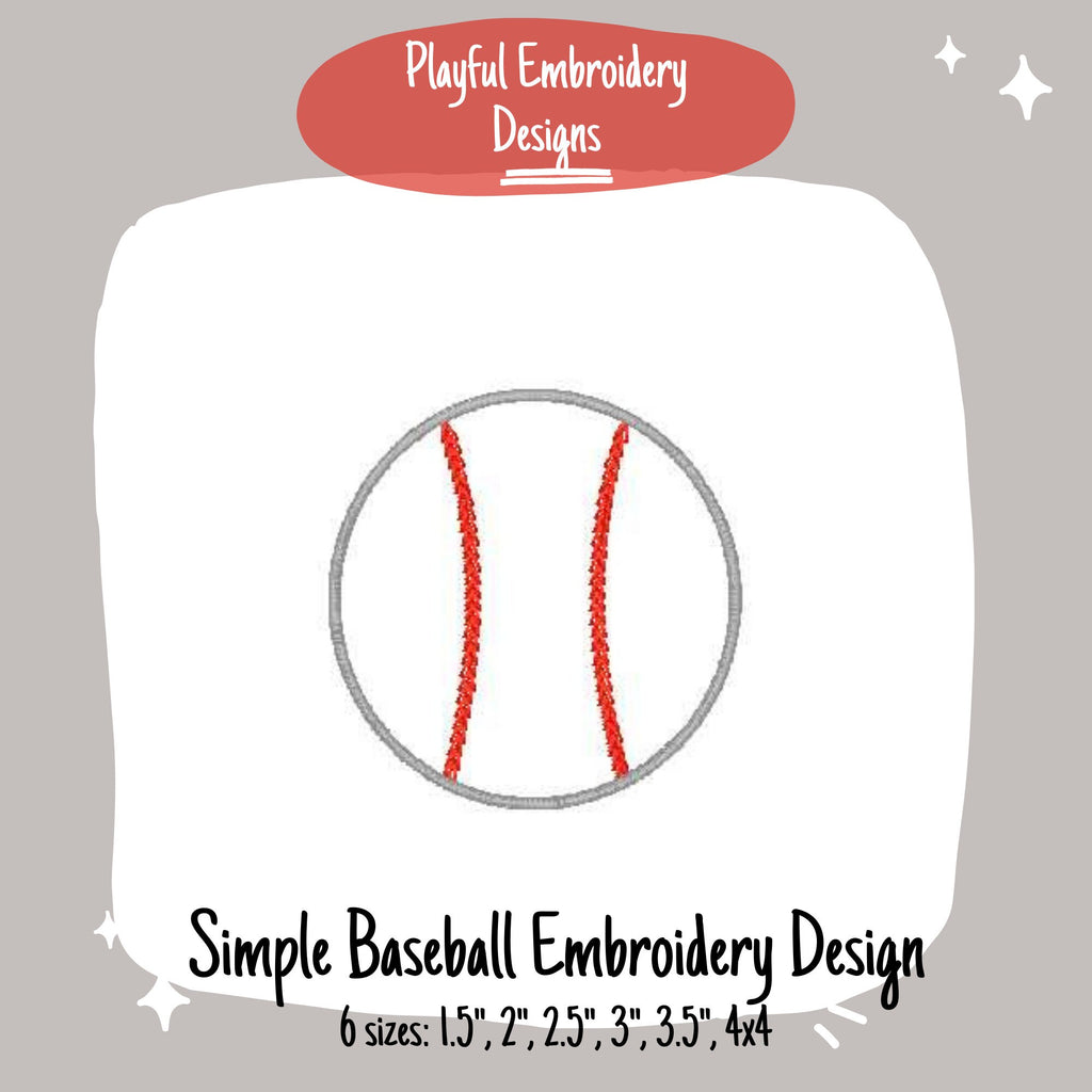 Baseball Embroidery Design, Quick Stitch Baseball Embroidery Design, Satin Stitch Baseball Design