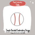 Baseball Embroidery Design, Quick Stitch Baseball Embroidery Design, Satin Stitch Baseball Design