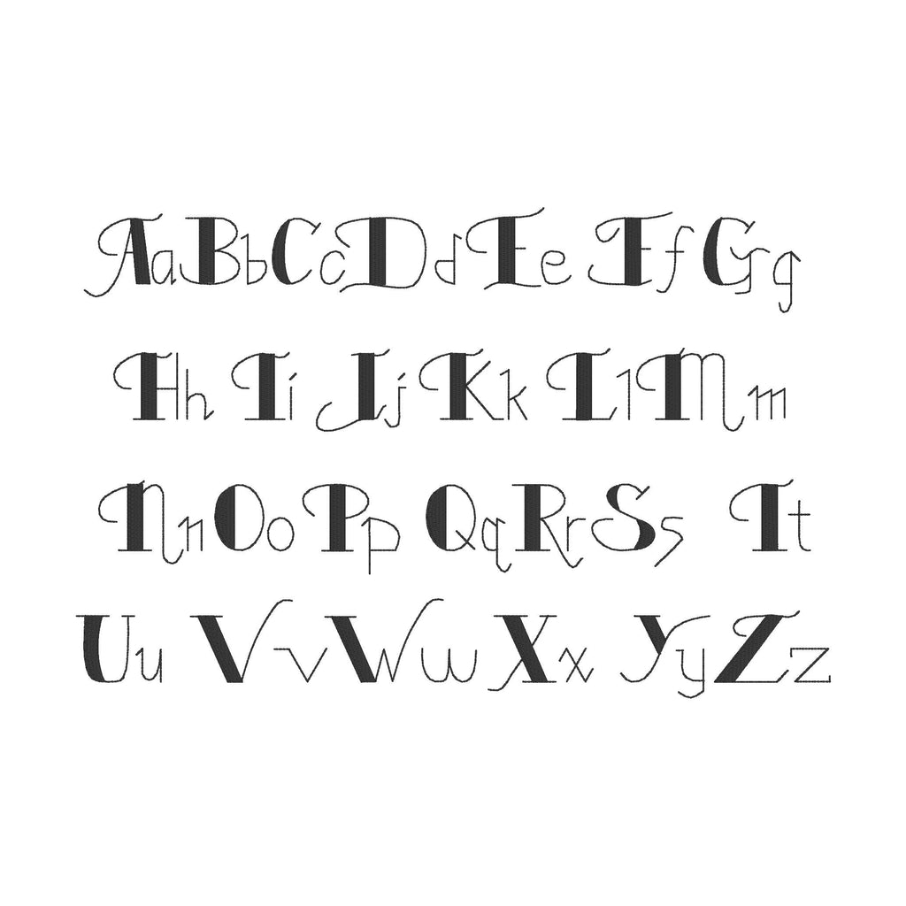 The Old Cross Stitch Embroidery Font, Old Fashioned Machine Embroidery Font, Playful Embroidery font, .5", .75", 1", 1.5" font size