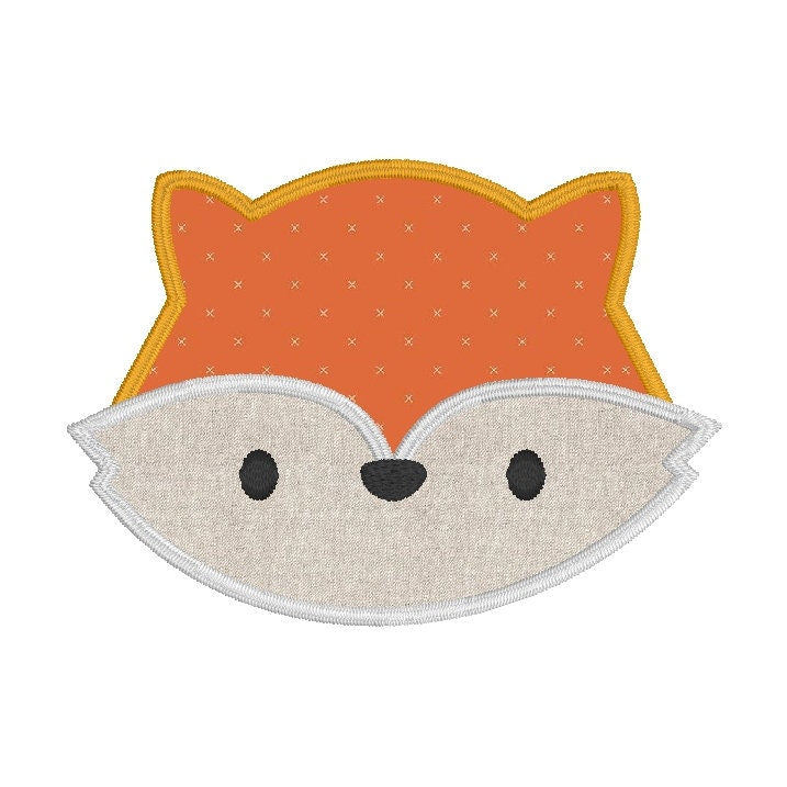Fox Face Satin Stitch Applique Embroidery Design, Woodland Fox Machine Embroidery Design, Fox Applique Design