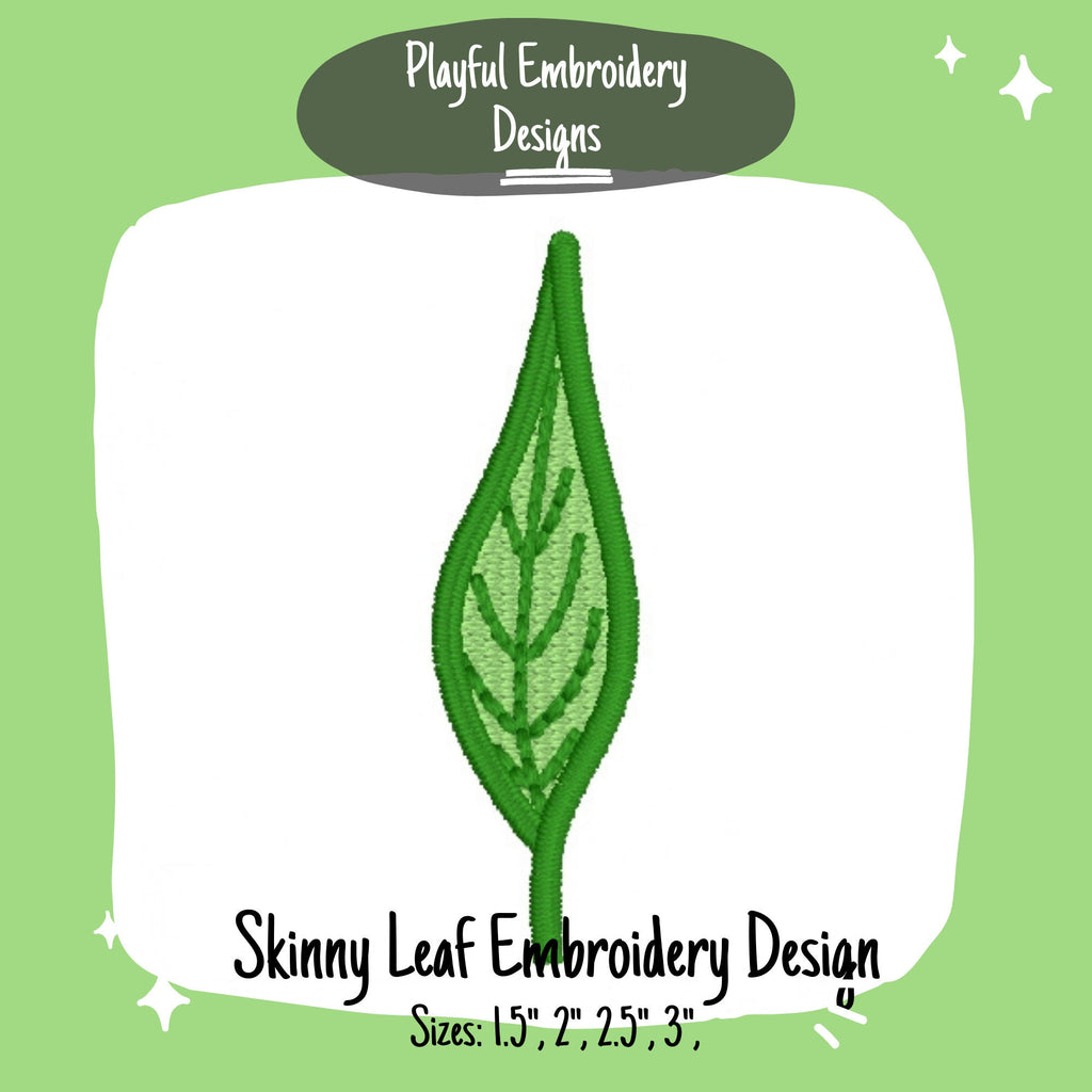 Skinny Leaf Machine Embroidery Design, Fall Leaves Embroidery Design