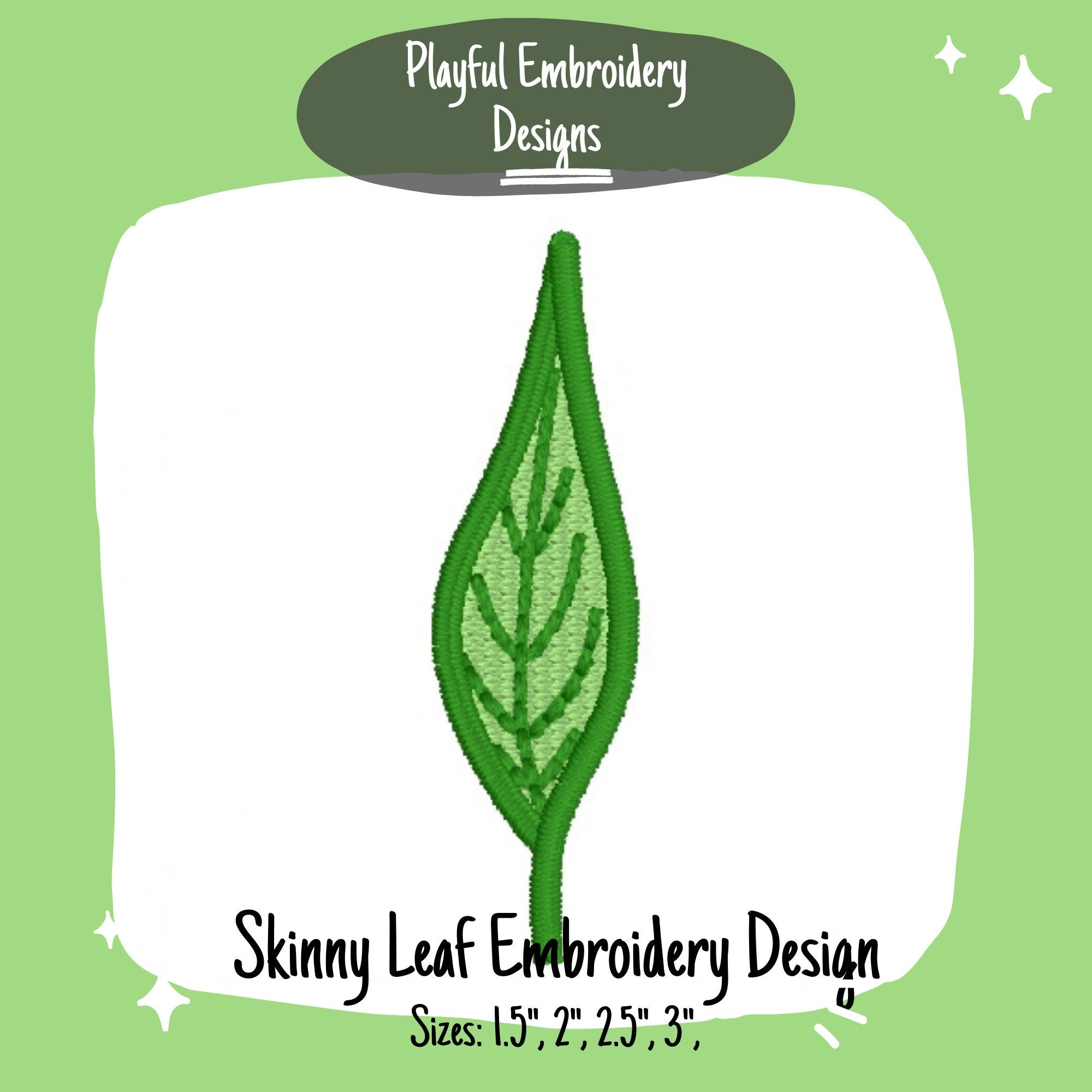 Skinny Leaf Machine Embroidery Design, Fall Leaves Embroidery Design