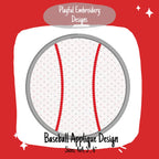 Baseball Satin Stitch Applique Design, Quick Stitch Baseball Embroidery Design, Satin Stitch Baseball Design