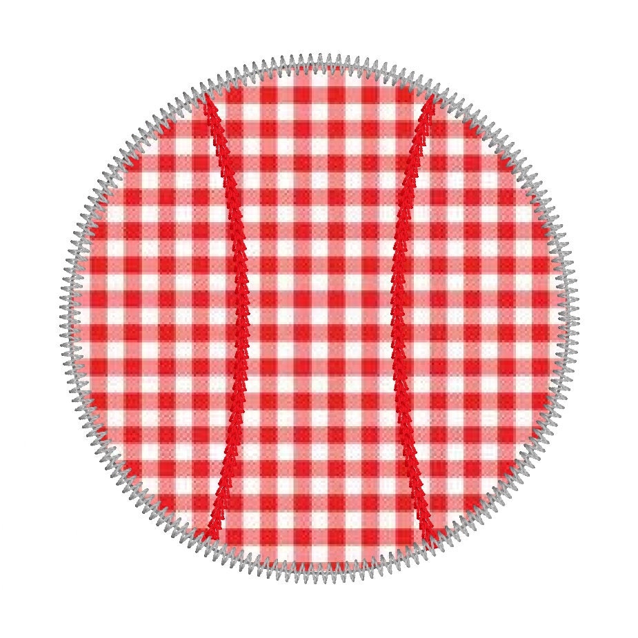 Baseball Applique Design, Baseball Zig Zag Stitch Applique Design, Quick Stitch Baseball Embroidery Design, Zig Zag Stitch Baseball Design