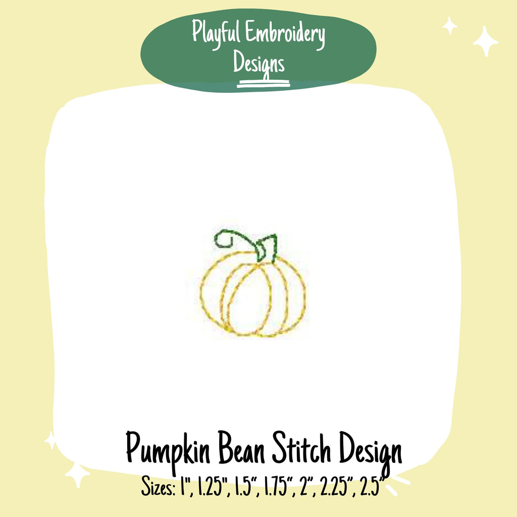 Pumpkin Bean Stitch Mini Machine Embroidery Design, Bean Stitch Pumpkin Design, Quick Stitch Pumpkin Embroidery Design