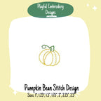 Pumpkin Bean Stitch Mini Machine Embroidery Design, Bean Stitch Pumpkin Design, Quick Stitch Pumpkin Embroidery Design