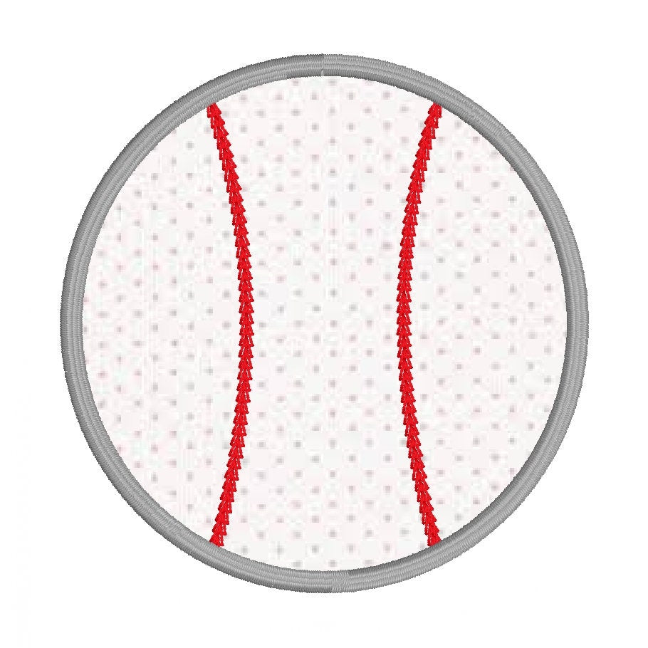 Baseball Satin Stitch Applique Design, Quick Stitch Baseball Embroidery Design, Satin Stitch Baseball Design