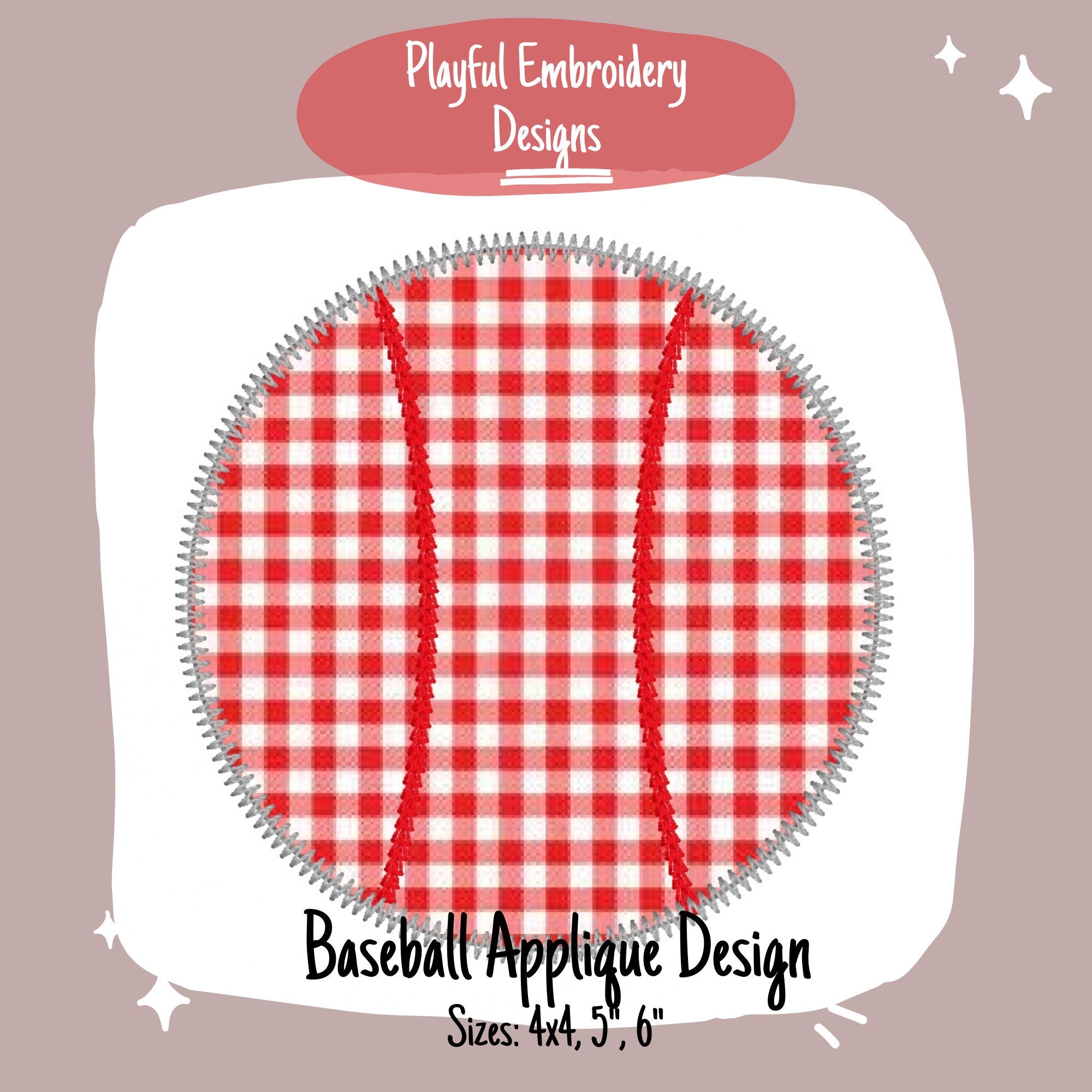 Baseball Applique Design, Baseball Zig Zag Stitch Applique Design, Quick Stitch Baseball Embroidery Design, Zig Zag Stitch Baseball Design