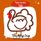 Turkey Applique Machine Embroidery Design, Satin Stitch Turkey Applique Machine Embroidery, Thanksgiving Design, Turkey Embroidery Design