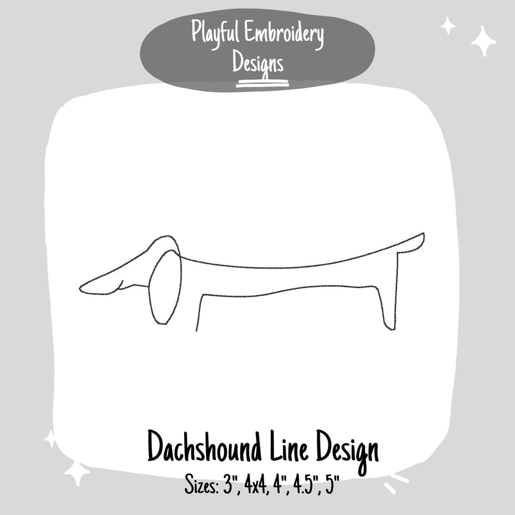 One line dachshund line machine embroidery design, Dachshund Embroidery Design, Quick stitch Dog Embroidery Design