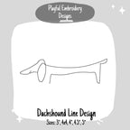 One line dachshund line machine embroidery design, Dachshund Embroidery Design, Quick stitch Dog Embroidery Design